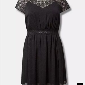 Torrid  Size 1 Mini Clip Dot Crochet Lace Skater Dress
